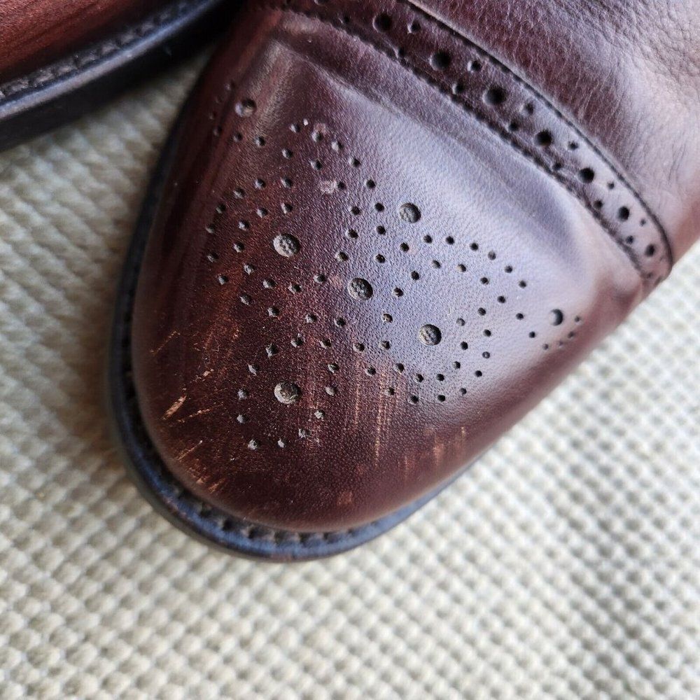 Hadley London Shoes Size 11 Semi Brogue Oxfords Soft Brown Leather Laces Mens - Picture 11 of 12